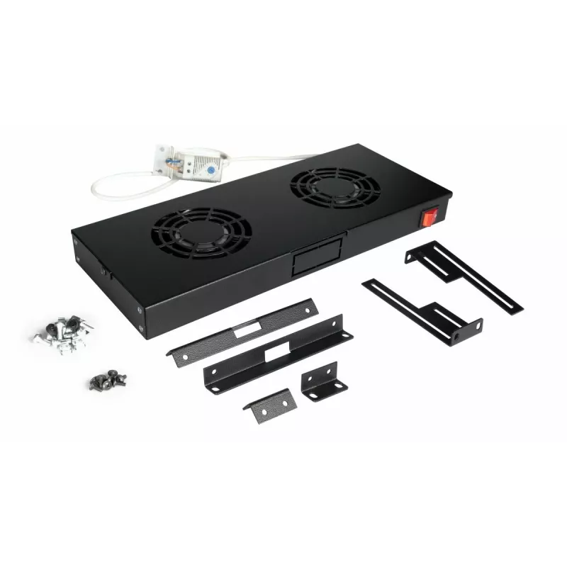 Ventiliatoriaus modulis Equip EZF-2-B, 19 inch 1U, 2×120 mm, 240 V, juodas RAL9005