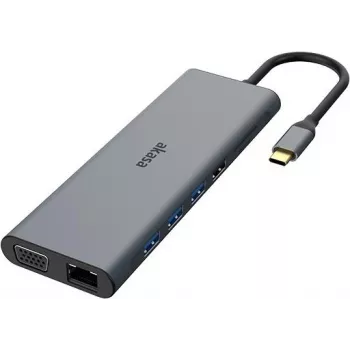 Akasa AK-CBCA28-18BK nešiojamojo kompiuterio dokavimo stotelė ir prievadų replikatorius, laidinis, USB 3.2 Gen 1 (3.1 Gen 1) Type-C, juoda - pilka (AK-CBCA28-18BK)