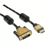 Roline Gold vaizdo kabelis Dual Link HDMI / DVI, DVI-D (vyriškas) į HDMI (vyriškas), 5 m, ekranuotas, juodas/auksinis, 4K palaikymas