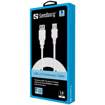 SANDBERG USB kabelis - USB (moteriška) į USB (vyriška) - 1,8 m