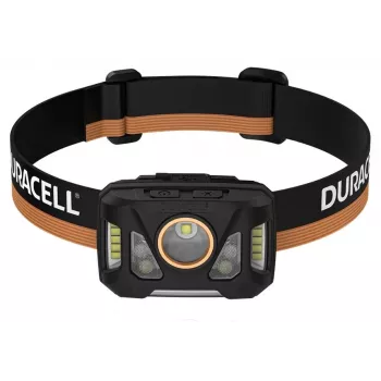 Priekinė lemputė Duracell DH1000R – juoda/oranžinė, įkraunamas laisvų rankų apšvietimas