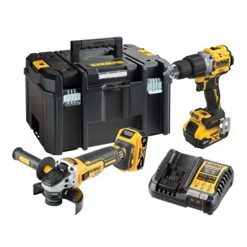 DeWalt DCK2026P2T-QW Kombinuotas rinkinys DCD805 + DCG405, 18 V XR 2×5.0 Ah juoda, geltona