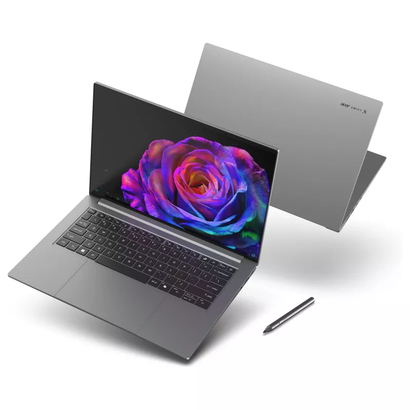 Nešiojamas kompiuteris Acer Swift X 14 OLED SFX14-73G-975F NX.J81EG.004 — 14,5 colio 2880×1800, Intel Core Ultra 9 285H, 2TB SSD, GeForce RTX 5070, HDMI/USB-C, Windows 11 Home
