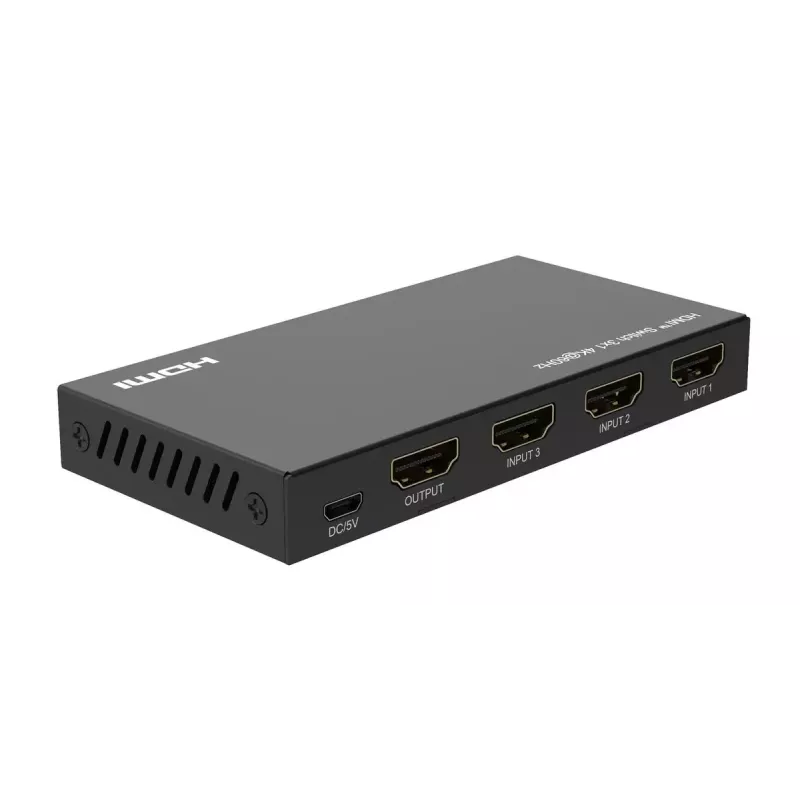 HDMI jungiklis MicroConnect MC-HDMISWITCH0301-4K 4K 60Hz metalinis juodas
