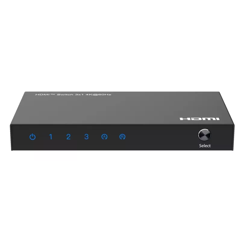 HDMI jungiklis MicroConnect MC-HDMISWITCH0301-4K 4K 60Hz metalinis juodas