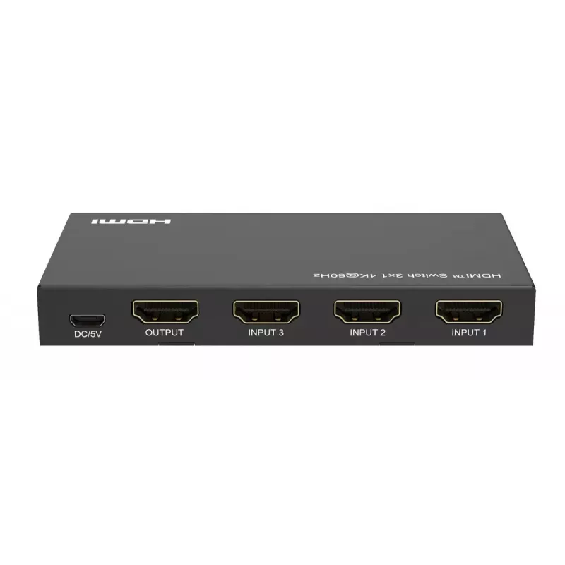 HDMI jungiklis MicroConnect MC-HDMISWITCH0301-4K 4K 60Hz metalinis juodas