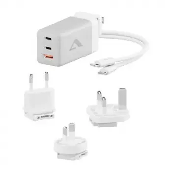 ALOGIC WCM3X67G sieninis kroviklis išmaniesiems telefonams ir planšetėms, 110–240 V, 2× USB‑C, pilka/balta