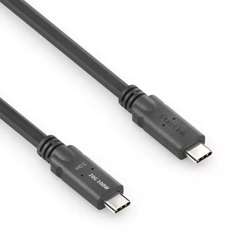 USB4 Gen 2x2 kabelis PureLink PI6600-030 USB‑C į USB‑C 3 m, 20 Gbit/s, magnetiškai ekranuotas, juodas
