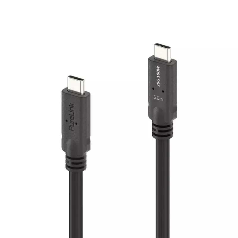 USB4 Gen 2x2 kabelis PureLink PI6600-030 USB‑C į USB‑C 3 m, 20 Gbit/s, magnetiškai ekranuotas, juodas