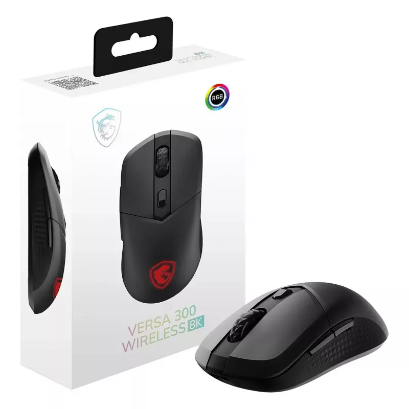 MSI VERSA 300 WIRELESS 8K žaidimų pelė, ambidekstrinė, optinė, 2600 DPI, 6 mygtukai, juoda