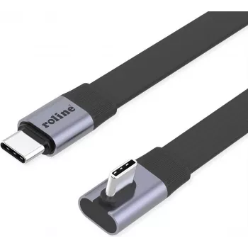 ROLINE USB4-2.0 kabelis 80 Gbit/s Plokščias ST/ST tiesus-90° lenktas