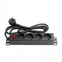 Good Connections Steckdosenleiste 10 - 1HE - Schutzkontakt-Stecker an 4x Schutzkontakt-Buchse - mit Schalter - Kinderschutz - Aluminiumprofil - schwar