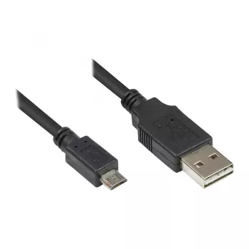 Jungiamasis kabelis USB 2.0 EASY Plug A kištukas į Micro B kištuką, juodas, 0,5 m, Good Connections® (2510-EUM005)