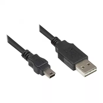 Good Connections jungiamasis kabelis USB 2.0 EASY Plug A – Mini-B kištukas - juodas - 0,5 m