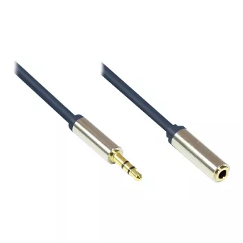 Audio Anschlusskabel High-Quality 3,5mm, Klinkenstecker an Klinkenbuchse Vollmetallgehäuse, dunkelblau, 0,5m, Good Connections (GC-M0050)
