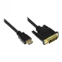 Anschlusskabel HDMI 19pol Stecker an DVI-D 24+1 Stecker, 24K vergoldete Stecker und Kupferkontakte, OFC, schwarz, 5m, Good Connections (GC-M0012)