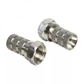 Jungtis F DELOCK 65615, metalinis F tipo kabelio kištukas koaksialiniam kabeliui Ø 5,0–5,2 mm, sidabrinė, 1 vnt.