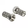 Jungtis F DELOCK 65615, metalinis F tipo kabelio kištukas koaksialiniam kabeliui Ø 5,0–5,2 mm, sidabrinė, 1 vnt.
