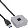 USB pirštų atspaudų skaitytuvas su stotelė InLine 41360K, Windows Hello, 1,5 m laidas, sidabrinis
