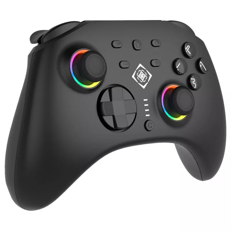 Deltaco GAM-198 juodas žaidimų pultas – Bluetooth ir USB (Type-C) suderinamas su Nintendo Switch, Switch 2, Switch OLED, Android, PC