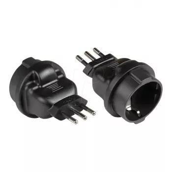 Maitinimo adapteris Italijos kištukas L tipas (CEI 23-16, tiesus) į įžemintą lizdą F tipas (CEE 7/3, tiesus), juodas, Good Connections® (PA-6502S)