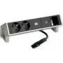 Bachmann DESK2 INOX kištukinis blokas, 2x Schuko, 1x USB-C 30 W, juodas