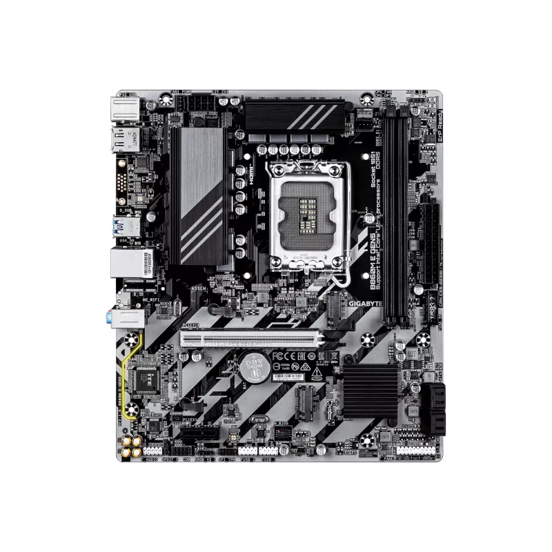 Motininė plokštė GIGABYTE B860M E GEN5 LGA1851, skirta Intel Core Ultra, DDR5 iki 8800MHz (O.C.), 2x PCIe 4.0 M.2, 1GbE