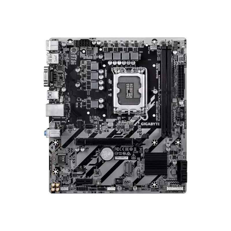 GIGABYTE H810M S2H GEN5 Micro ATX pagrindinė plokštė — LGA 1851, Intel H810, 2×DIMM DDR5 iki 6400 MHz, 1×PCIe 4.0 M.2, 1GbE