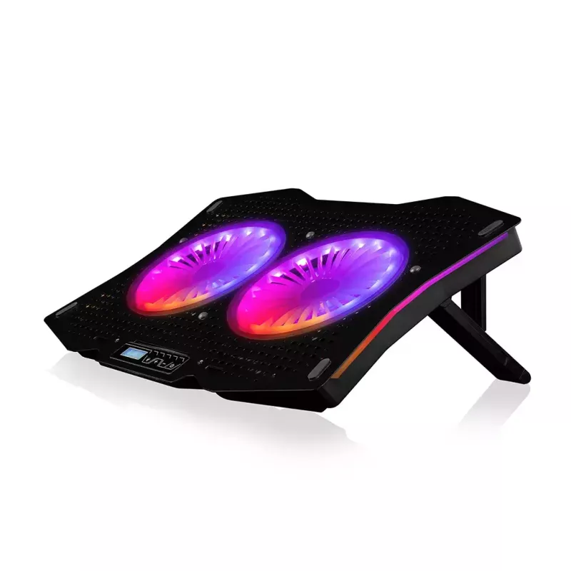 Aušinimo padėklas Modecom MC-CF18 RGB 45,7 cm 2 ventiliatoriai Juodas
