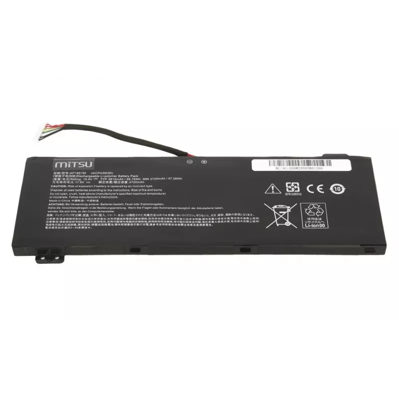 MITSU baterija, skirta ACER AN515-54 AN517-51, 3815mAh, 15,4V