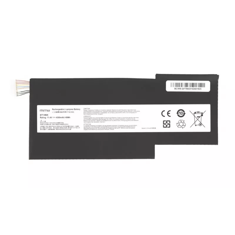 Baterija MITSU BTY-M6K MS-17B4 11,4V 4300mAh (49Wh) nešiojamiesiems MSI kompiuteriams