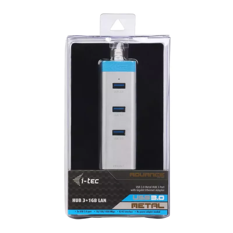 i-tec USB 3.0 metalinis įkrovimo šakotuvas, 4 prievadai, su maitinimo adapteriu