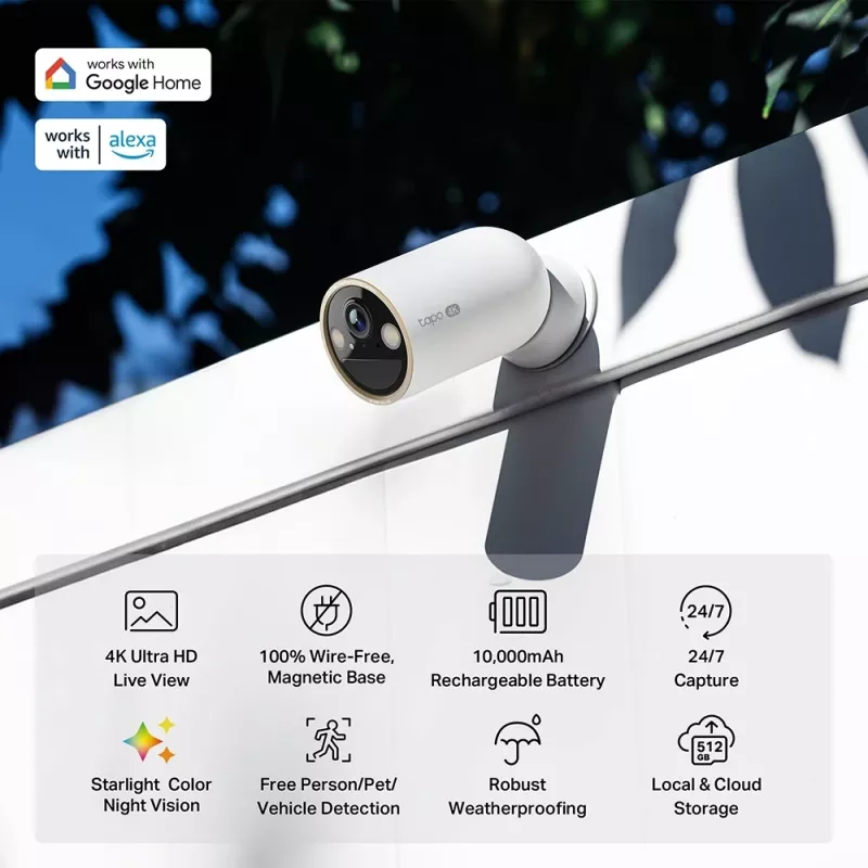 TP-Link Tapo C460 belaidė 4K UHD lauko stebėjimo kamera su baterija
