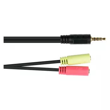 Good Connections ausinių adapteris, 3,5 mm kištukas į 2x 3,5 mm lizdus, OMTP, 0,2 m, juodos spalvos (AD-HS03)