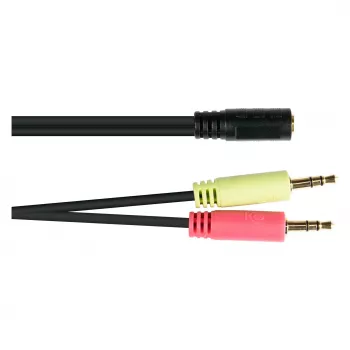 Good Connections ausinių adapteris, 2x 3,5 mm kištukai į 3,5 mm lizdą, OMTP, 0,2 m, juodos spalvos (AD-HS04)