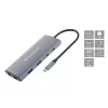 CONCEPTRONIC 10-1 Dock USB-C → HDMI / 2xUSB-C / 3xUSB-A + 20 cm pilkas