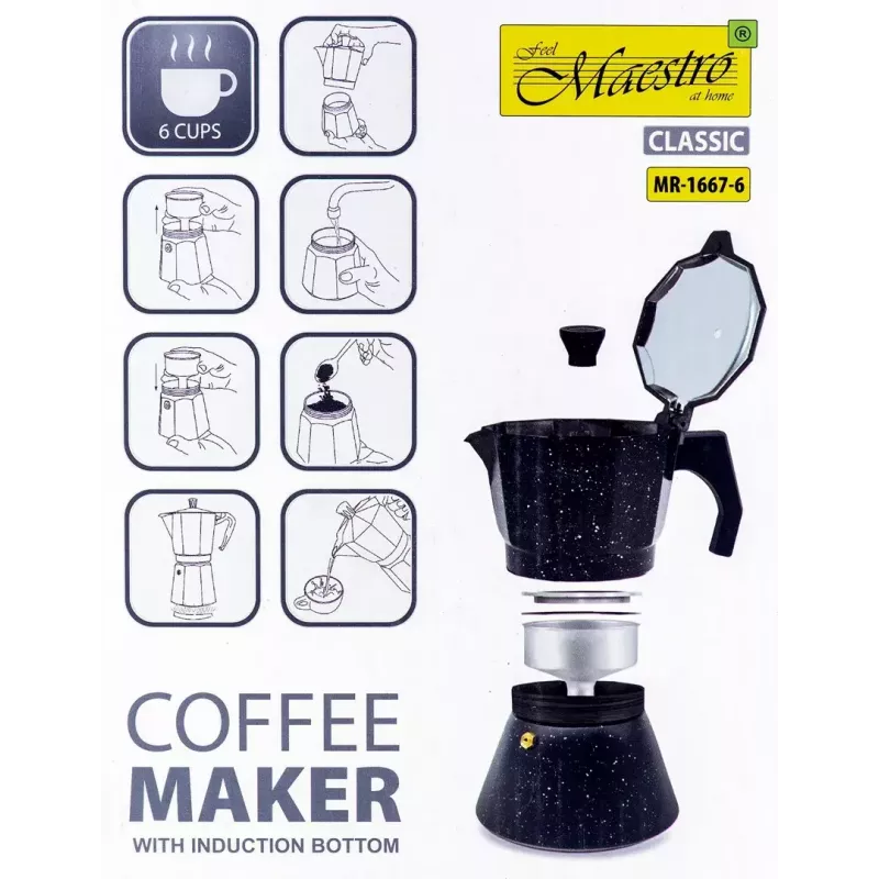 Kavos virimo aparatas Maestro MR-1667-6 – Moka puodas 6 puodeliams