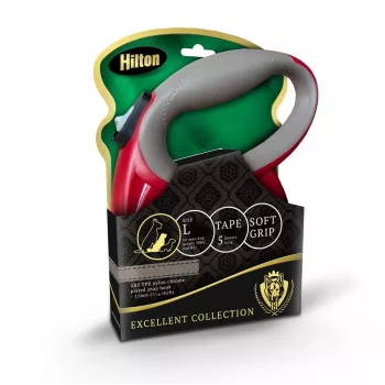 Ištraukiamas šuns pavadėlis Hilton Smart Dog Tape L — 5 m, šunims iki 30 kg, bordo-pilka