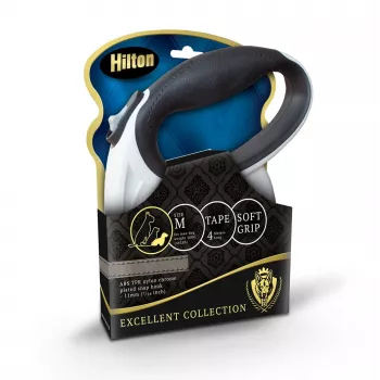 Ištraukiamas šuns pavadėlis Hilton Smart Dog Tape M — 4 m, šunims iki 20 kg, baltas-juodas