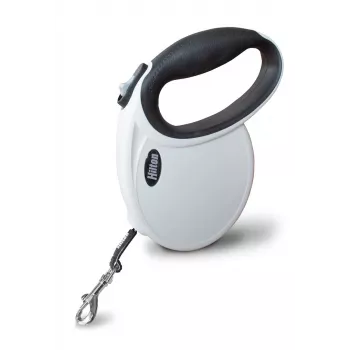 Ištraukiamas šuns pavadėlis Hilton Smart Dog Tape M — 4 m, šunims iki 20 kg, baltas-juodas