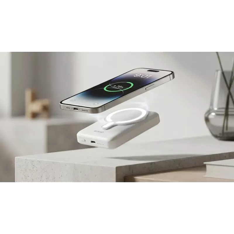 SAVIO BA-13 10000 mAh belaidis ir laidinis 20 W įkroviklis, Baltas
