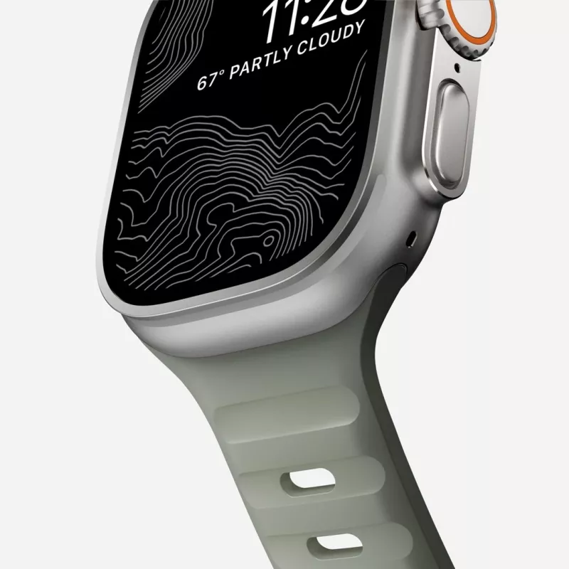 Nomad Sport Band pilka guminė juosta išmaniesiems laikrodžiams, plotis 21,5 mm, riešas 160–195 mm