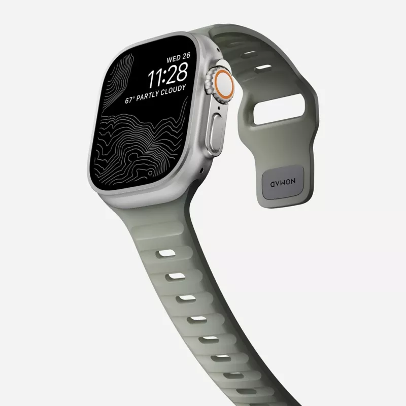 Nomad Sport Band pilka guminė juosta išmaniesiems laikrodžiams, plotis 21,5 mm, riešas 160–195 mm