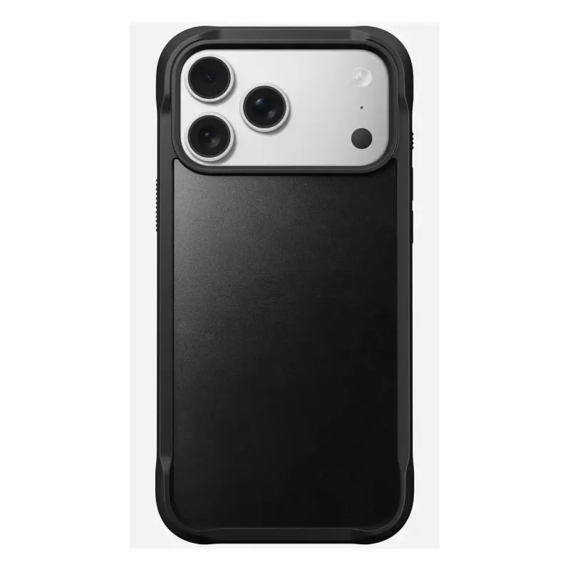 Mobiliojo telefono dėklas Nomad Rugged Leather Case, skirtas iPhone 17 Pro Max, oda + TPU + PC, tinka 17,5 cm (6,9 colio) ekranui, juoda