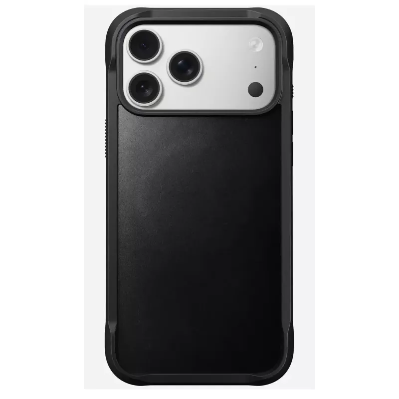 Mobiliojo telefono dėklas Nomad Rugged Leather Case, skirtas iPhone 17 Pro Max, oda + TPU + PC, tinka 17,5 cm (6,9 colio) ekranui, juoda