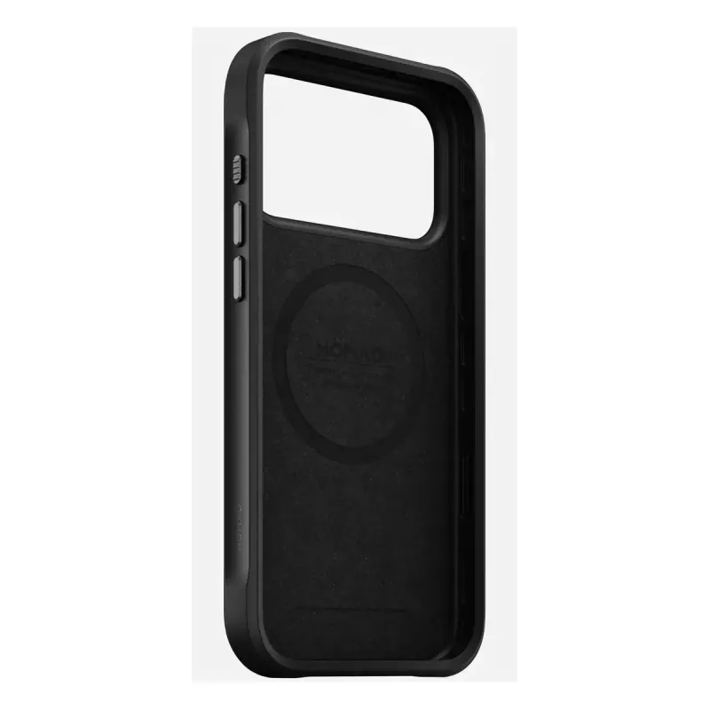 Mobiliojo telefono dėklas Nomad Rugged Leather Case, skirtas iPhone 17 Pro Max, oda + TPU + PC, tinka 17,5 cm (6,9 colio) ekranui, juoda