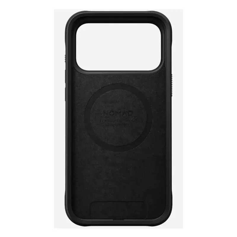 Mobiliojo telefono dėklas Nomad Rugged Leather Case, skirtas iPhone 17 Pro Max, oda + TPU + PC, tinka 17,5 cm (6,9 colio) ekranui, juoda