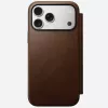 Nomad Modern Leather Folio odinis dėklas su aliuminiu, tinka iPhone 17 Pro Max (6,9 colio), rudas