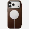 Nomad Modern Leather Folio odinis dėklas su aliuminiu, tinka iPhone 17 Pro Max (6,9 colio), rudas