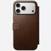 Nomad Modern Leather Folio odinis dėklas su aliuminiu, tinka iPhone 17 Pro Max (6,9 colio), rudas